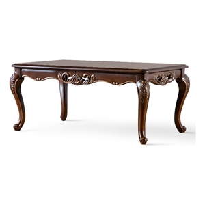 Bowery Hill Wood Coffee Table with Cabriole Legs in Cherry Finish