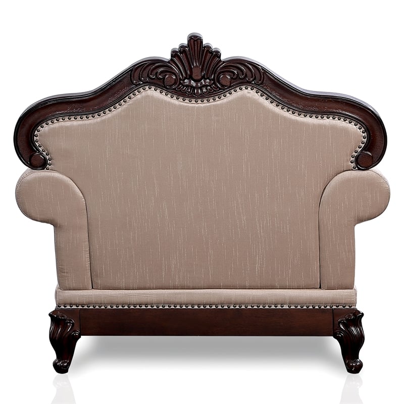 Bowery Hill Tufted Brown Accent Chair with Wingback Design and Wood Frame