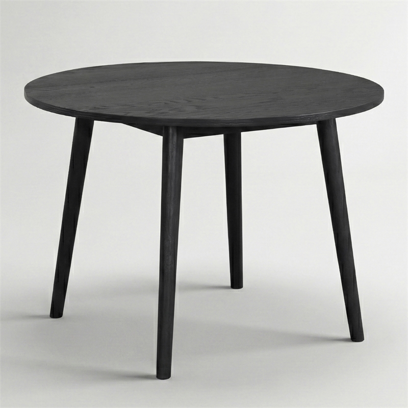 Bowery Hill Wood 5-Piece Round Dining Table Set in Black
