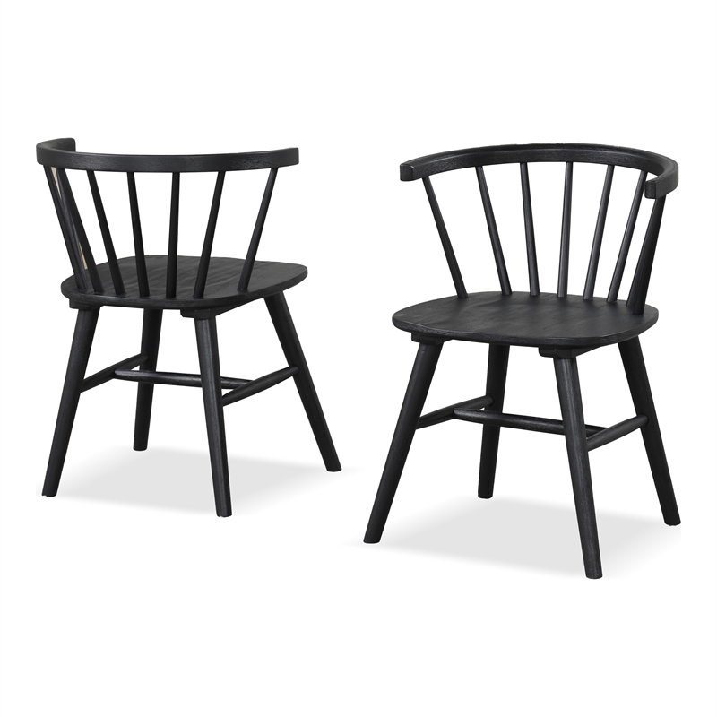 Bowery Hill Wood 5-Piece Round Dining Table Set in Black