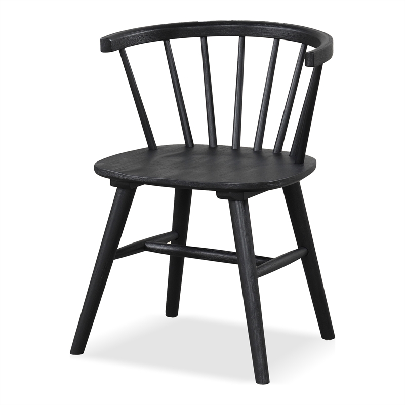 Bowery Hill Wood 5-Piece Round Dining Table Set in Black