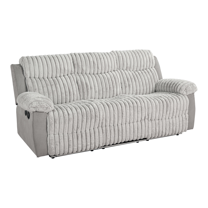 Bowery Hill Fabric 2-Piece Manual Reclining Sofa and Loveseat Set in Gray