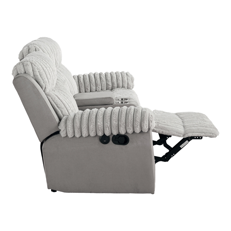 Bowery Hill Fabric 2-Piece Manual Reclining Sofa and Loveseat Set in Gray