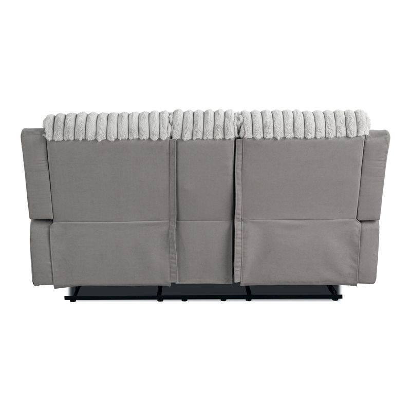 Bowery Hill Fabric 2-Piece Manual Reclining Sofa and Loveseat Set in Gray