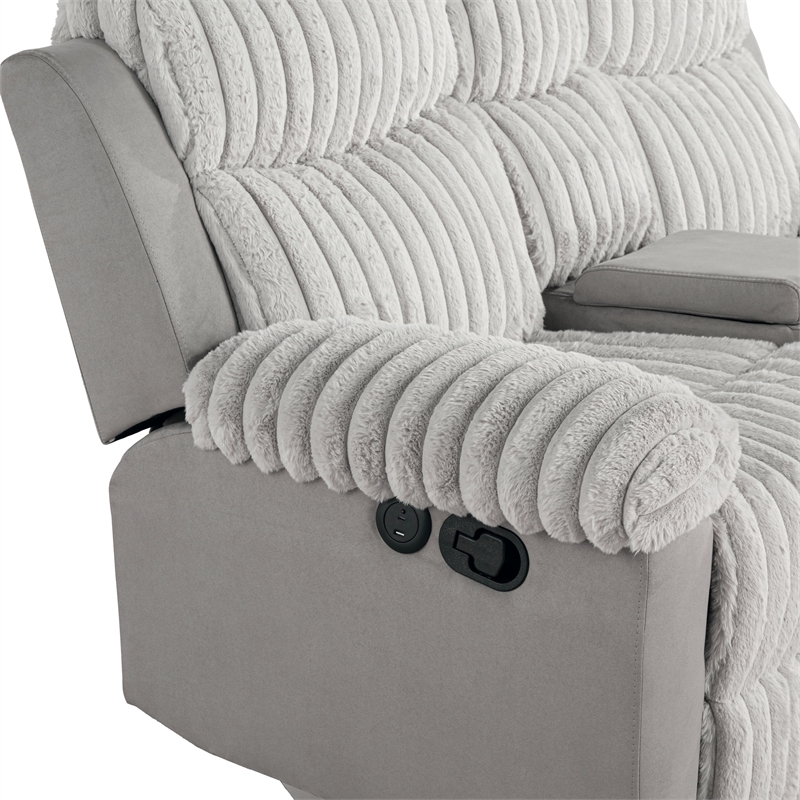 Bowery Hill Fabric 2-Piece Manual Reclining Sofa and Loveseat Set in Gray