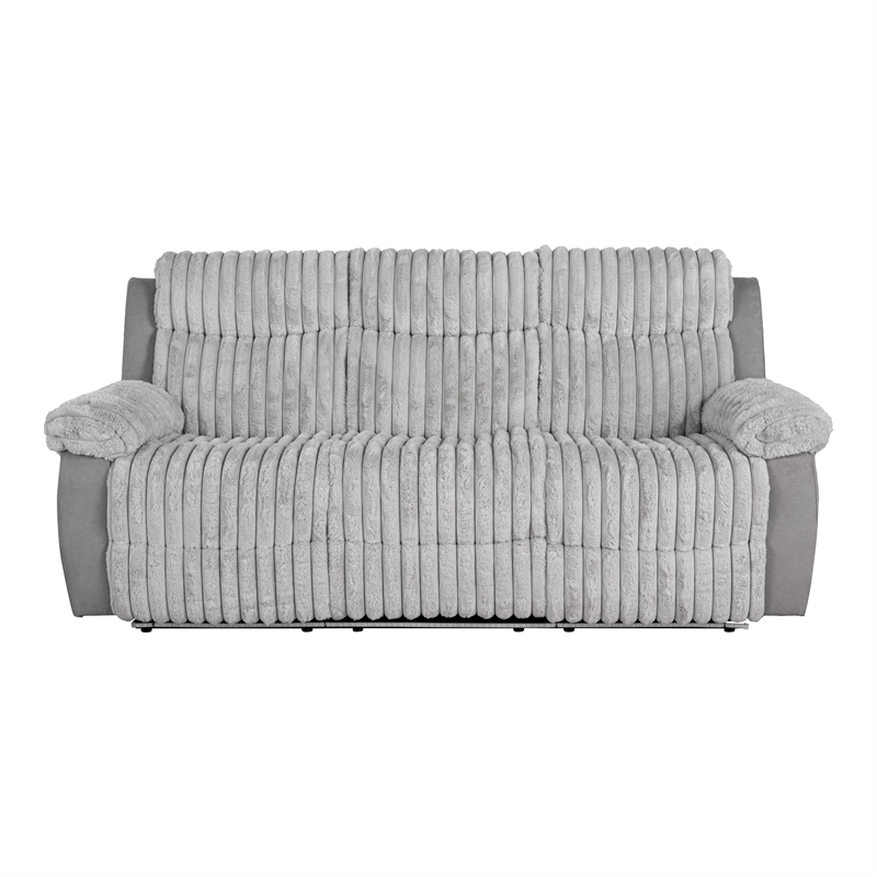 Bowery Hill Fabric 2-Piece Manual Reclining Sofa and Loveseat Set in Gray