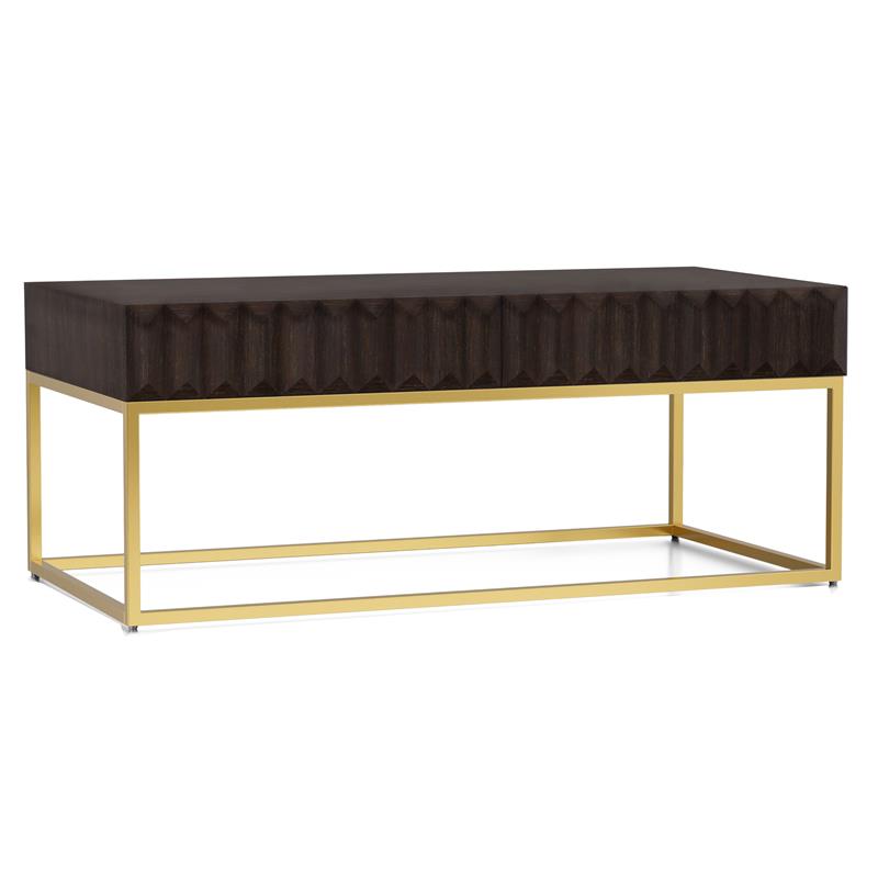 Bowery Hill 2-Piece Metal Coffee Table Set Walnut Finish Contemporary Style