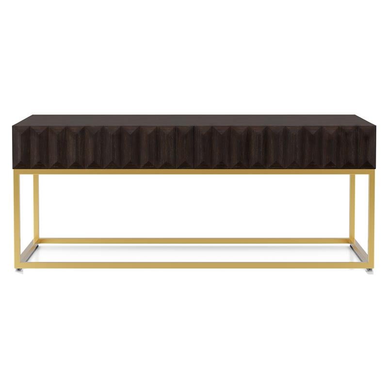 Bowery Hill 2-Piece Metal Coffee Table Set Walnut Finish Contemporary Style