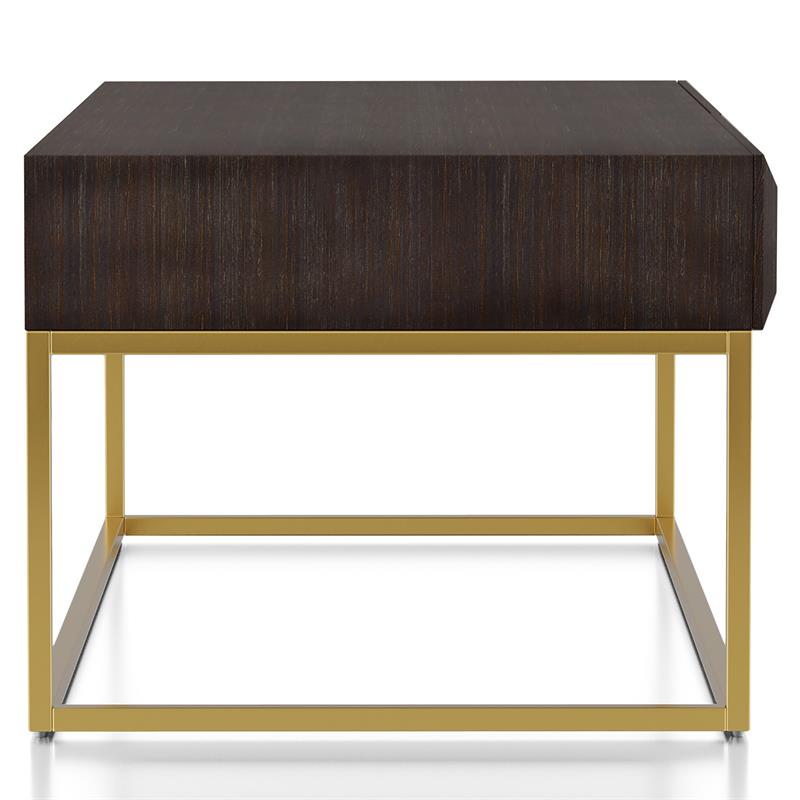 Bowery Hill 2-Piece Metal Coffee Table Set Walnut Finish Contemporary Style