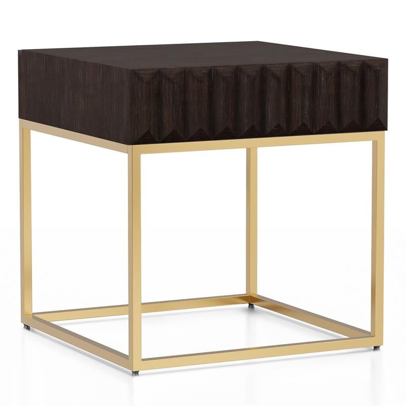 Bowery Hill 2-Piece Metal Coffee Table Set Walnut Finish Contemporary Style