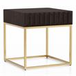 Bowery Hill 2-Piece Metal Coffee Table Set Walnut Finish Contemporary Style