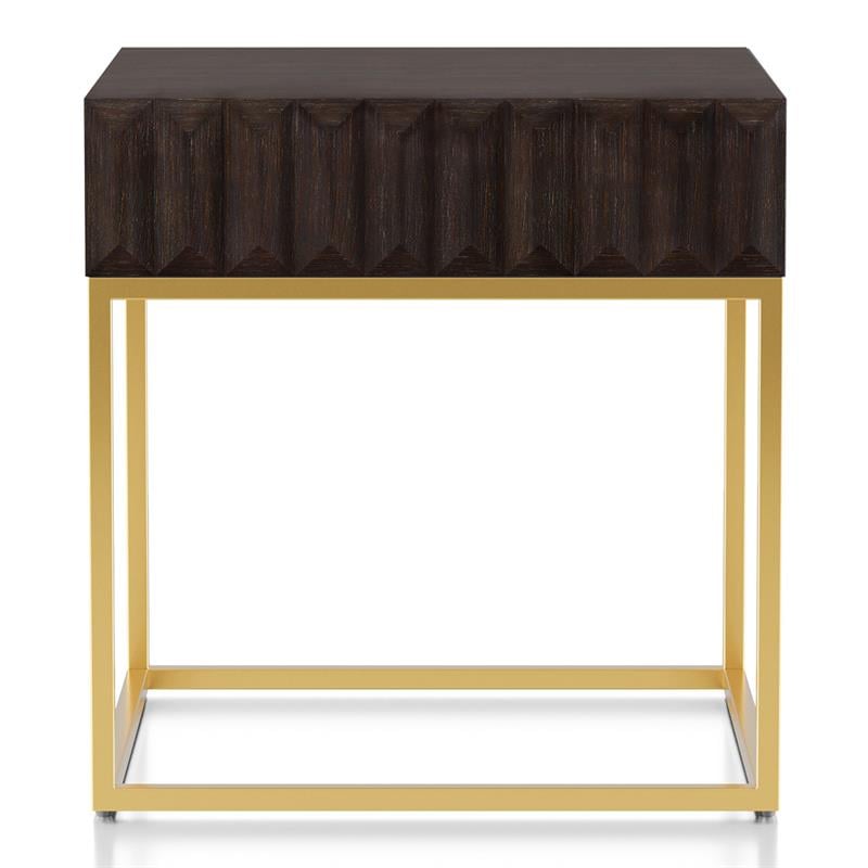 Bowery Hill 2-Piece Metal Coffee Table Set Walnut Finish Contemporary Style
