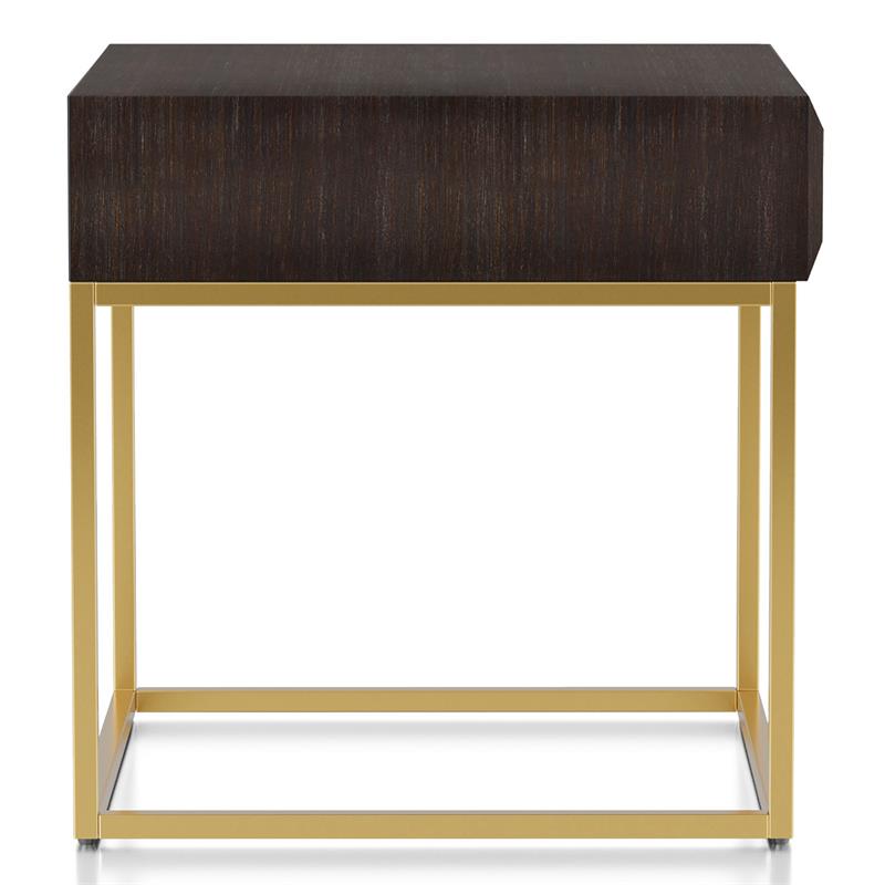 Bowery Hill 2-Piece Metal Coffee Table Set Walnut Finish Contemporary Style