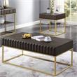 Bowery Hill 2-Piece Metal Coffee Table Set Walnut Finish Contemporary Style