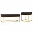 Bowery Hill 2-Piece Metal Coffee Table Set Walnut Finish Contemporary Style