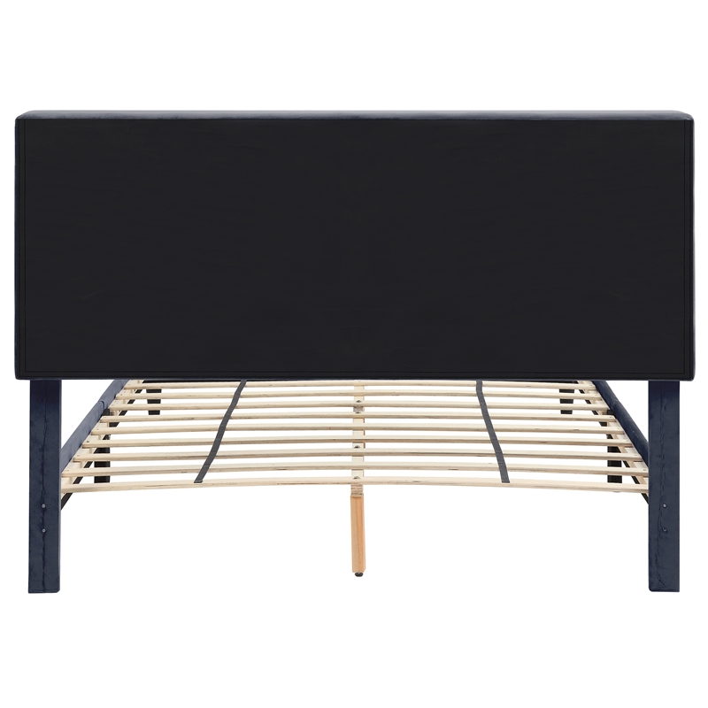 Bowery Hill Contemporary Fabric Storage Full Bed with USB in Gray