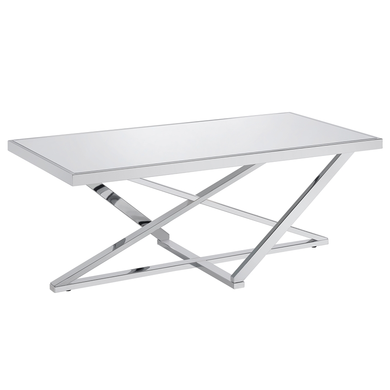 Bowery Hill Metal 3-Piece Coffee Table Set in Chrome