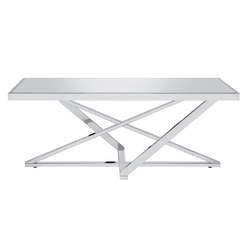Bowery Hill Metal 3-Piece Coffee Table Set in Chrome