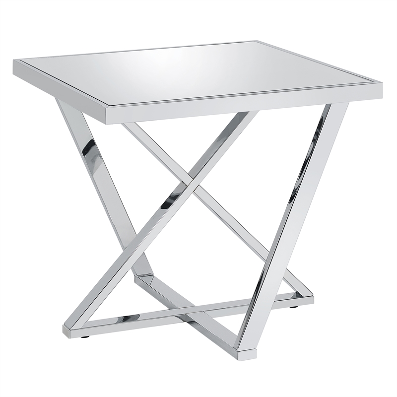 Bowery Hill Metal 3-Piece Coffee Table Set in Chrome