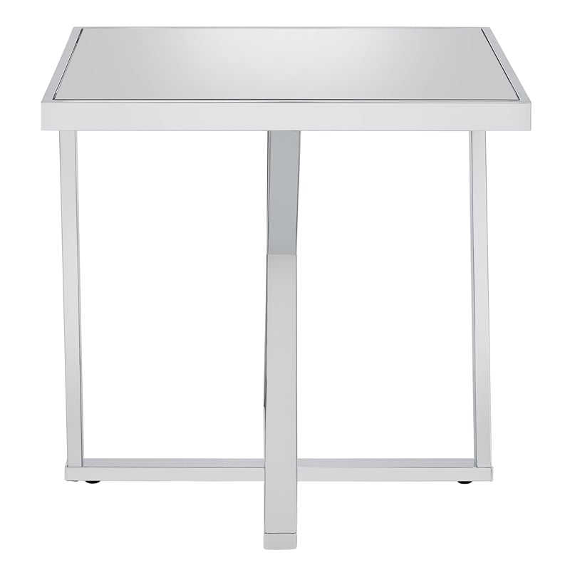 Bowery Hill Metal 3-Piece Coffee Table Set in Chrome