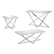 Bowery Hill Metal 3-Piece Coffee Table Set in Chrome