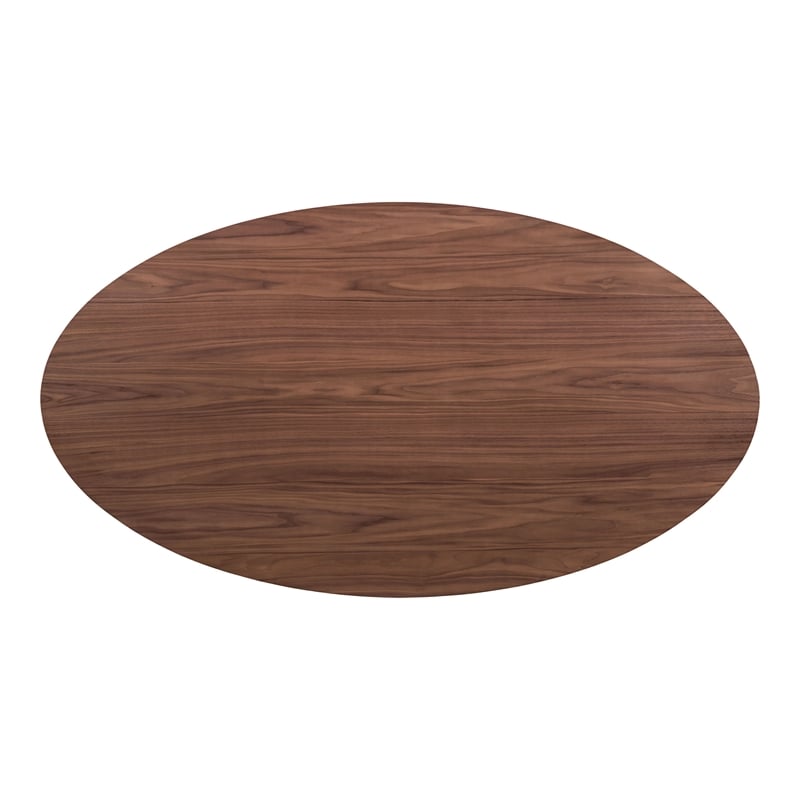 Bowery Hill 7-Piece Walnut Oval Dining Set with Upholstered Boucle Seats