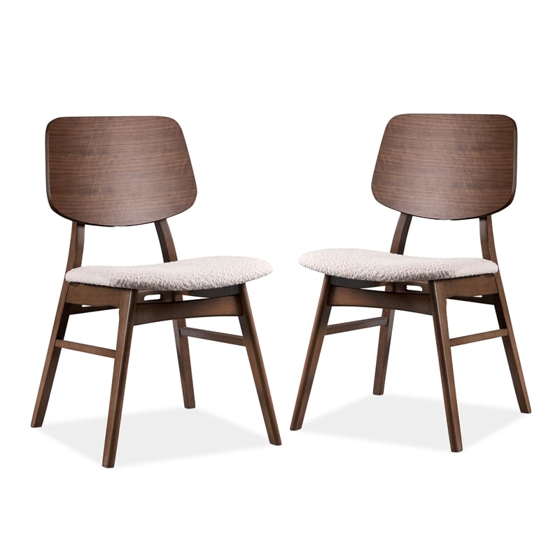 Bowery Hill 7-Piece Walnut Oval Dining Set with Upholstered Boucle Seats
