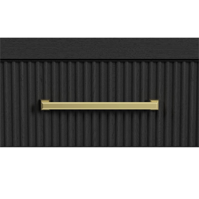 Bowery Hill End Table with USB Port in Black Wood Finish