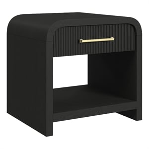 Bowery Hill End Table with USB Port in Black Wood Finish