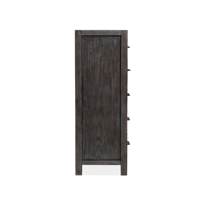 Bowery Hill Ravenwood Black 5-Drawer Bedroom Chest with Marble Top
