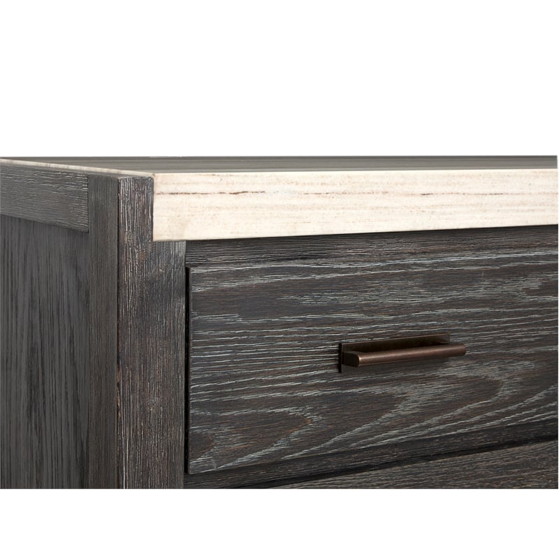 Bowery Hill Ravenwood Black 5-Drawer Bedroom Chest with Marble Top
