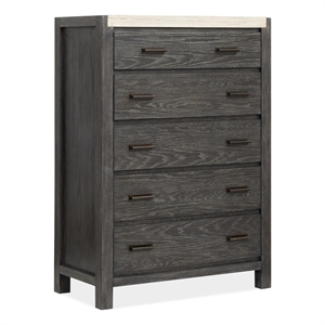 Bowery Hill Ravenwood Black 5-Drawer Bedroom Chest with Marble Top