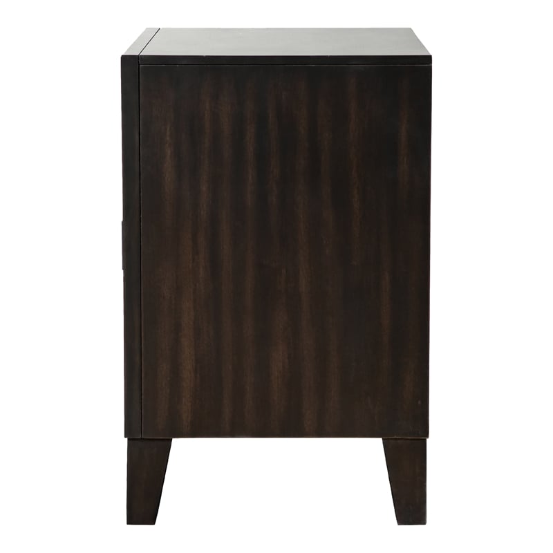 Bowery Hill 2-Drawer Solid Wood Nightstand in Espresso with Gold Trim