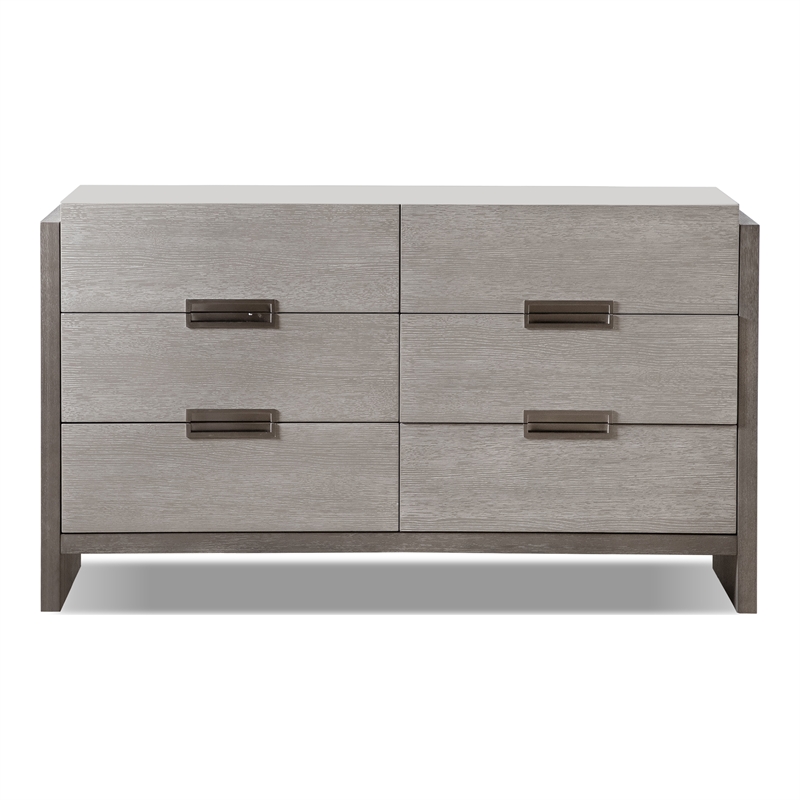 Bowery Hill 6-Drawer Solid Wood Dresser in Gray with Transitional Design