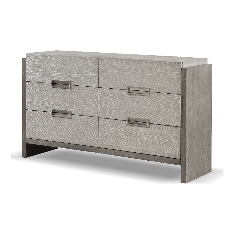 Bowery Hill 6-Drawer Solid Wood Dresser in Gray with Transitional Design