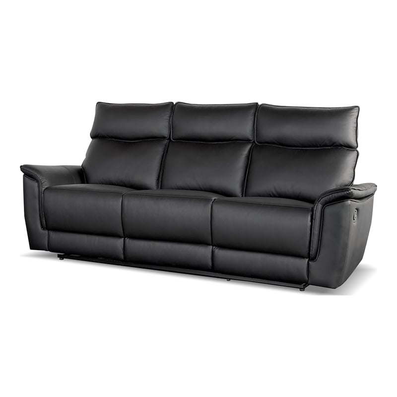Bowery Hill 3-Piece Leather Reclining Sofa Set in Black