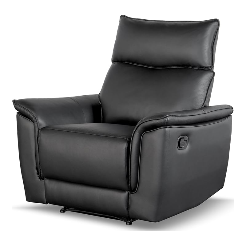 Bowery Hill 3-Piece Leather Reclining Sofa Set in Black