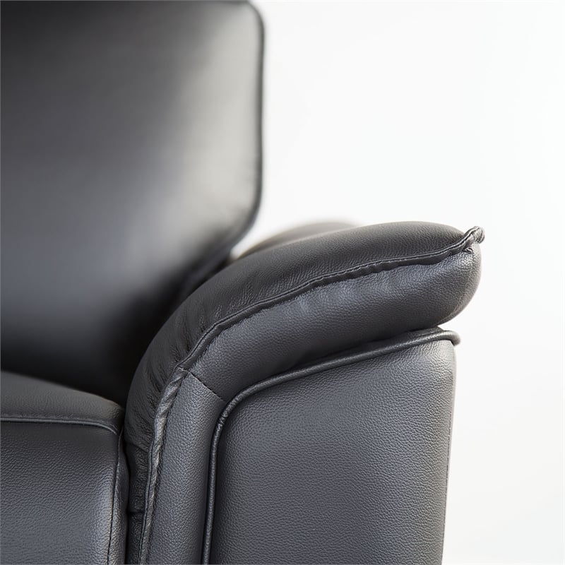 Bowery Hill 3-Piece Leather Reclining Sofa Set in Black