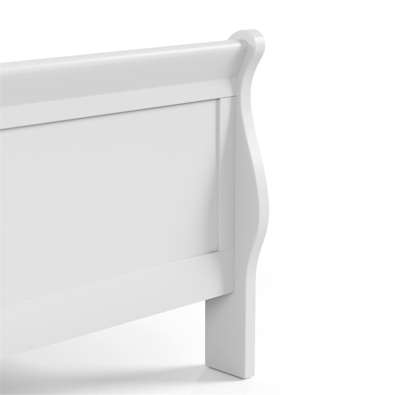 Bowery Hill Wood Sleigh King Panel Bed in White Louis Philippe Style