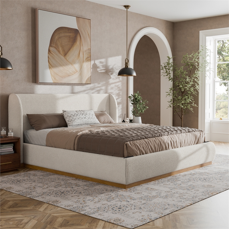Bowery Hill Queen Bed with Rubberwood Frame in White Finish