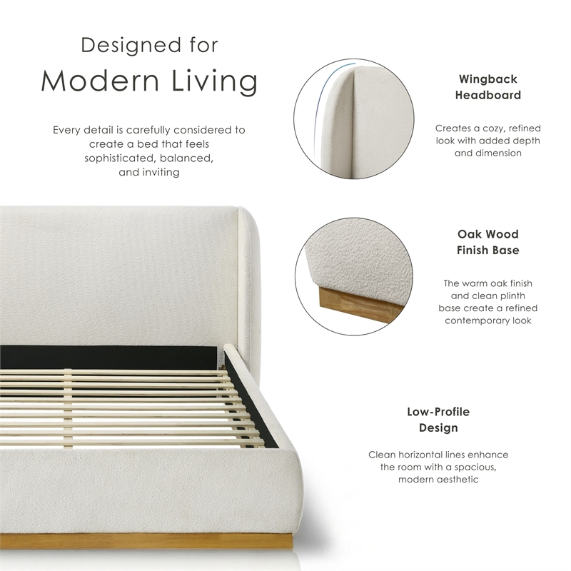 Bowery Hill Queen Bed with Rubberwood Frame in White Finish
