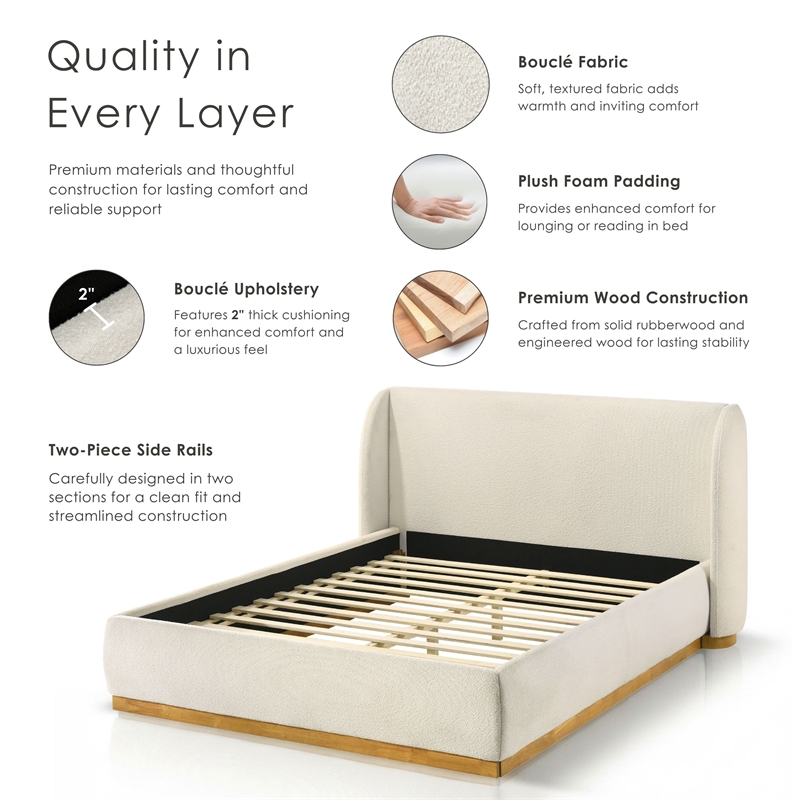 Bowery Hill Queen Bed with Rubberwood Frame in White Finish