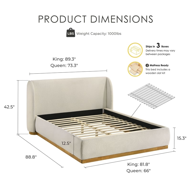 Bowery Hill Queen Bed with Rubberwood Frame in White Finish