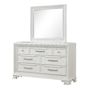 Bowery Hill White Dovetail 7-Drawer Dresser with Mirror