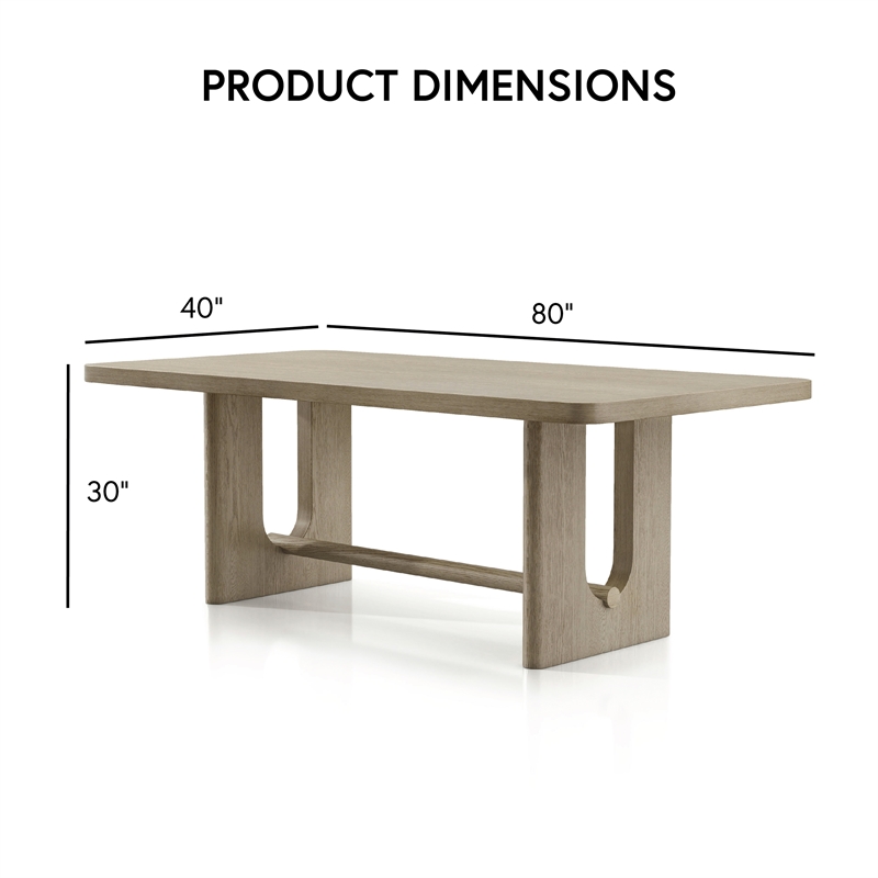 Bowery Hill 7-Piece Rubberwood Dining Table Set in White Oak