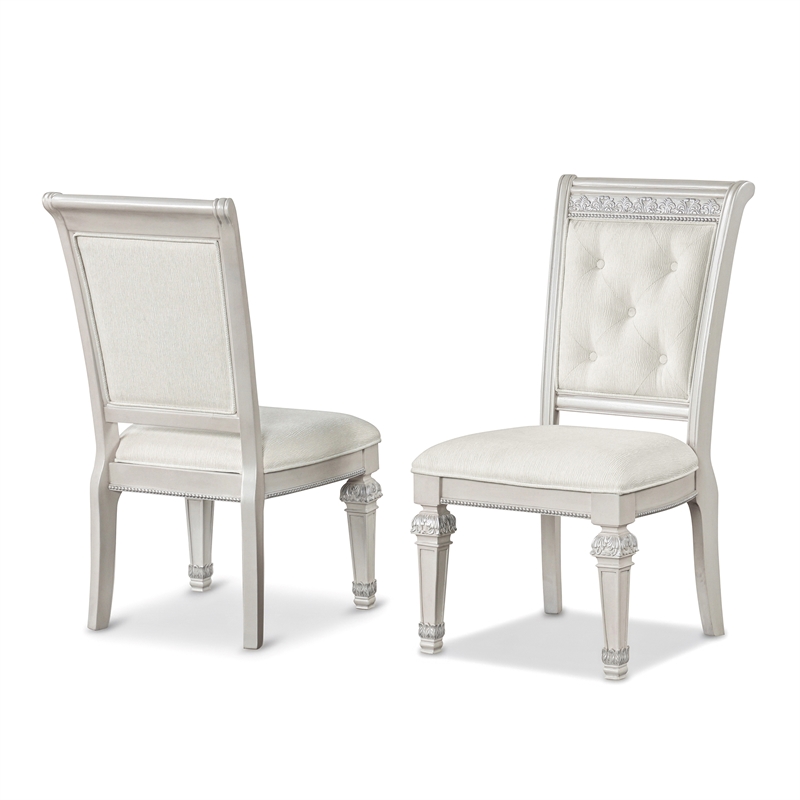 Bowery Hill Upholstered Tufted Side Chairs in Ivory (Set of 2)