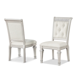 Bowery Hill Upholstered Tufted Side Chairs in Ivory (Set of 2)