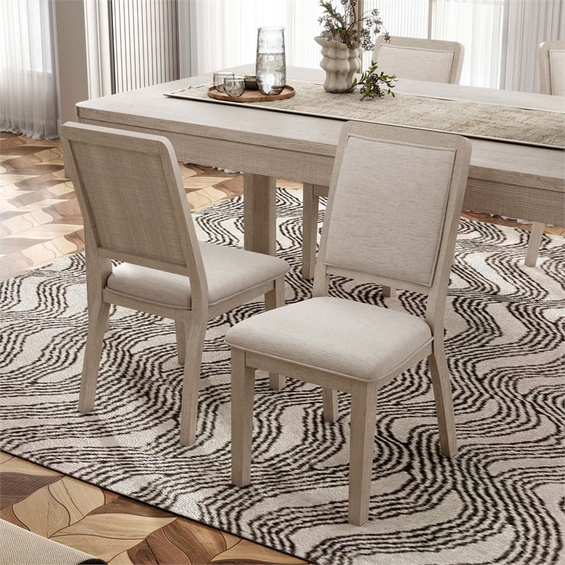 Bowery Hill Set of 2 Rubberwood Side Chairs in Natural Oak Finish