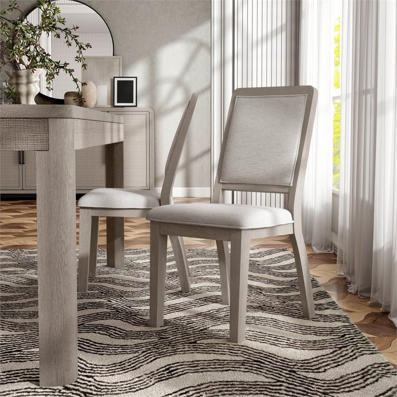 Bowery Hill Set of 2 Rubberwood Side Chairs in Natural Oak Finish