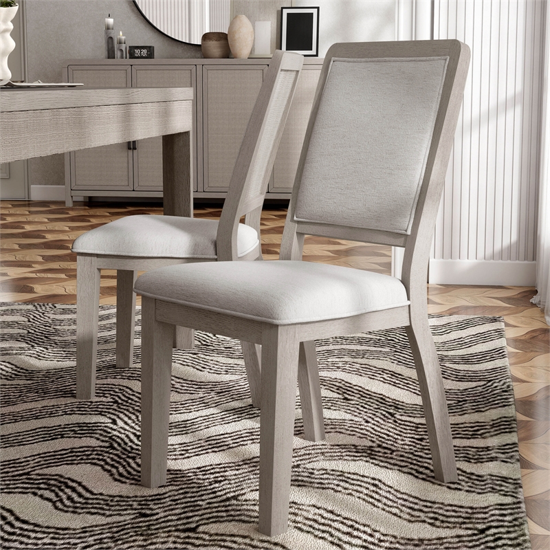 Bowery Hill Set of 2 Rubberwood Side Chairs in Natural Oak Finish